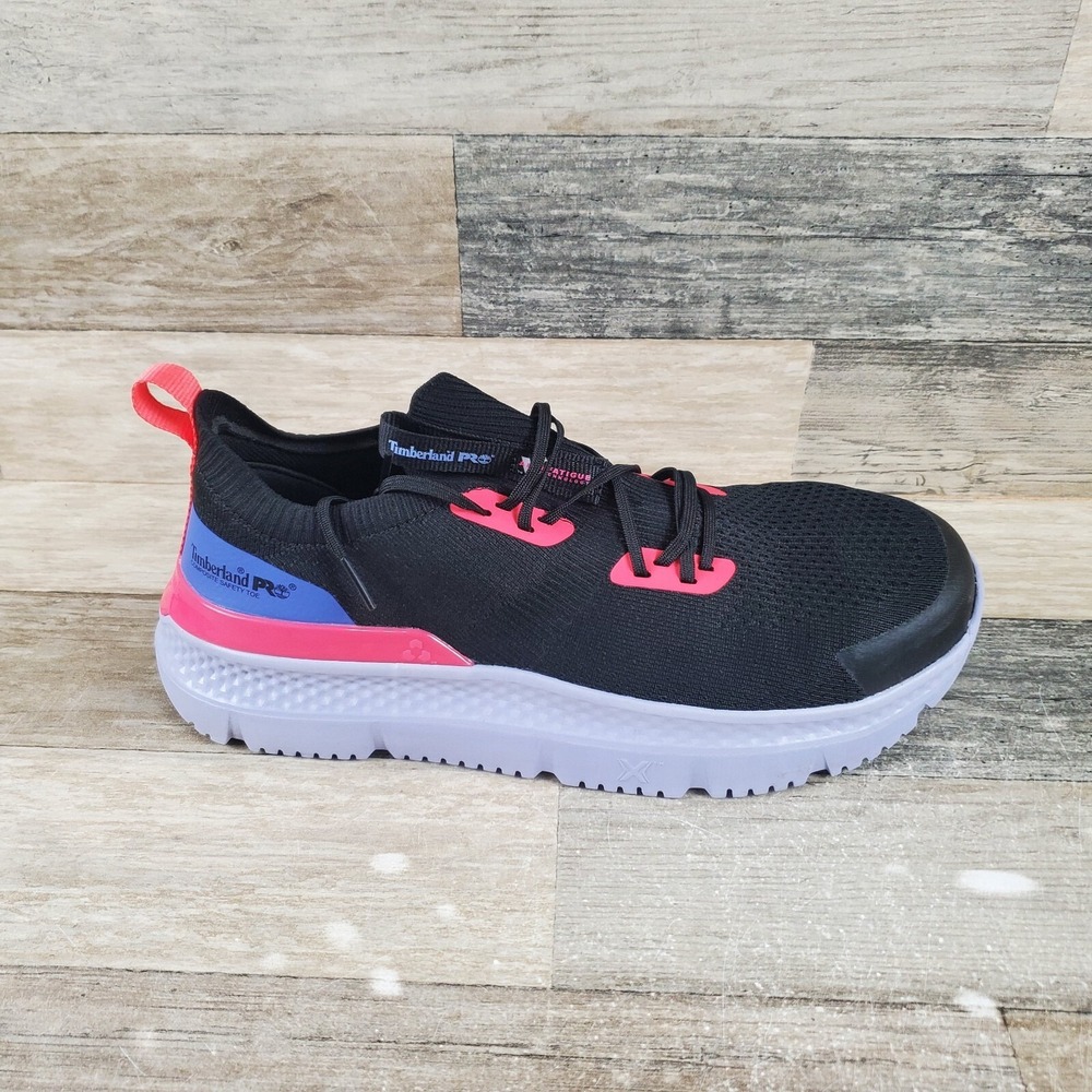 Timberland PRO Setra Knit Womens Work Shoe Sz 10 M Black Pink Safety Toe Sneaker
